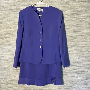 Vintage Y2K Lavender Skirt & Blazer Set – Classic Career 2-Piece 8P (713)